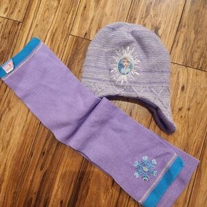 Frozen Purple and Blue Kids Winter Hat and Scarf Set